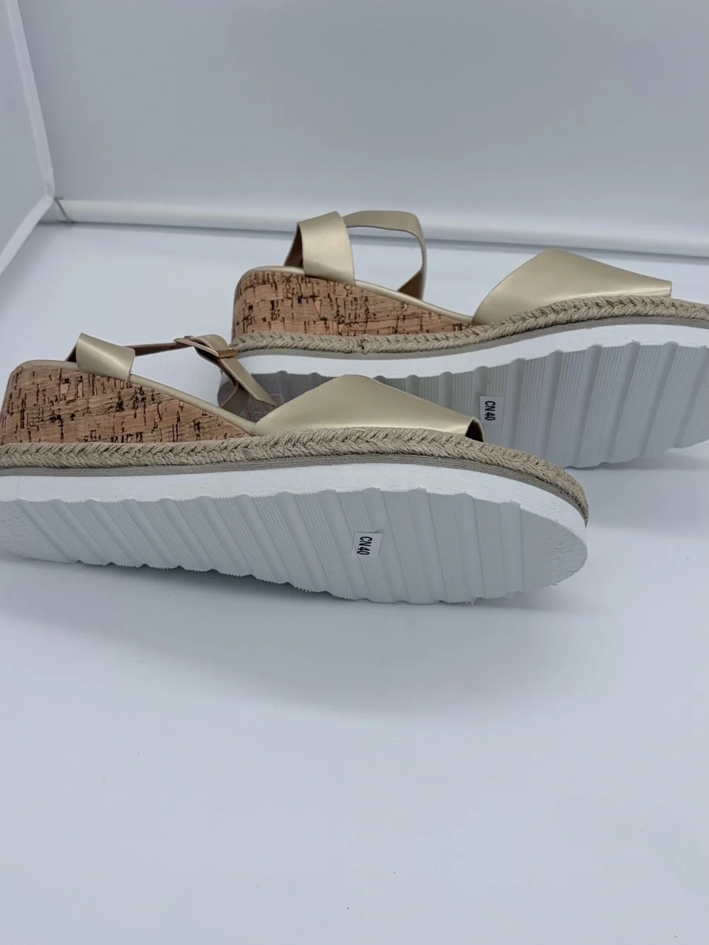 Womens Metallic Gold Platform Espadrille Sandals